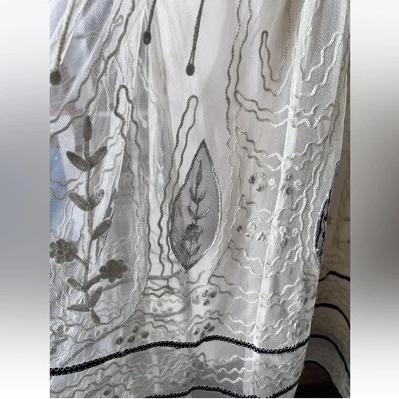 Sundance Women's Mesh  Ivory Lace Embroidered Dress Sleeveless Boho Size 8 - Picture 5 of 12